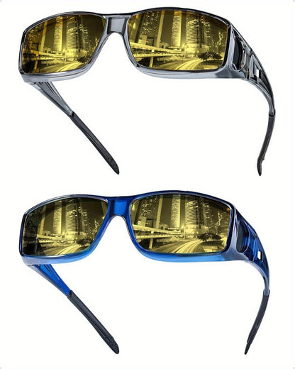 Sunglasses for Men - Fit Over Night Vision Glasses for Prescription Wearers Anti-Glare Yellow - product detail view 15