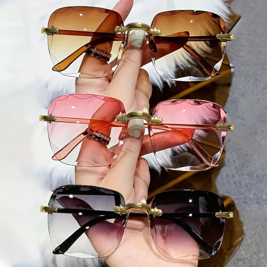 Sunglasses for Men - Frameless Glasses 3 Pack Women Square Rimless Fashion Eyewear Gradient - main product view