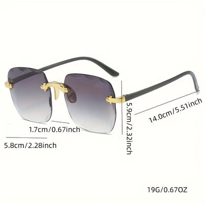 Sunglasses for Men - Frameless Glasses 3 Pack Women Square Rimless Fashion Eyewear Gradient - product detail view 4