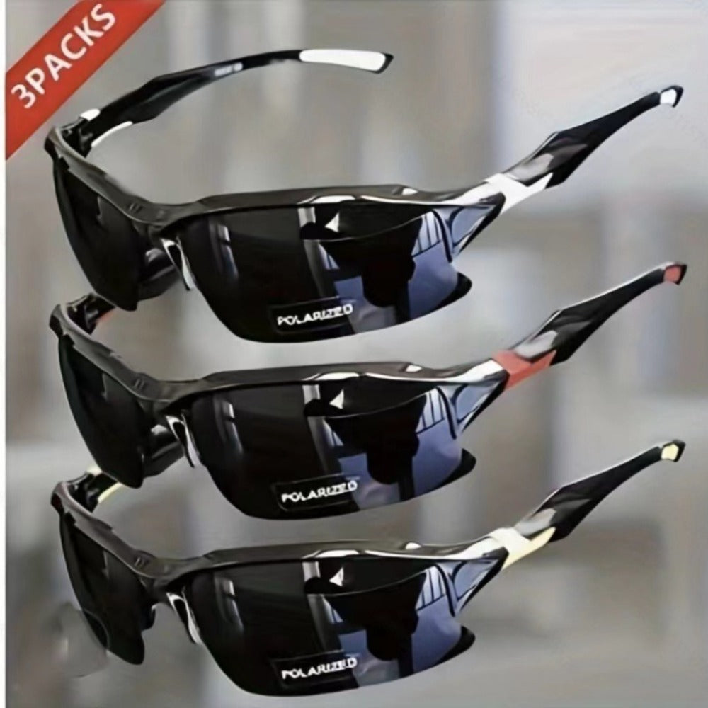 Sunglasses for Men - Half Frame Sports for 3 Pack - Lightweight UV Protection Outdoor Goggles - product detail view 3