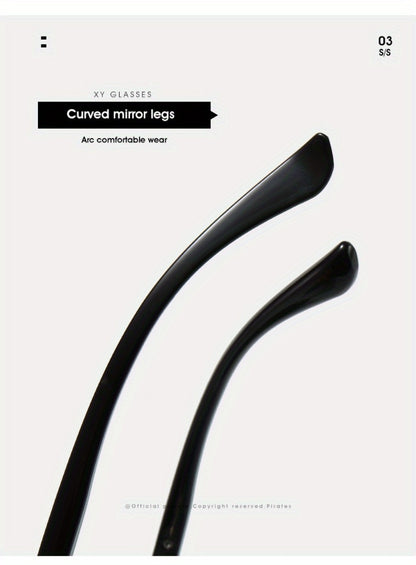 Sunglasses for Men - Luxury Frameless Gold Frame Leopard Arms UV400 Narrow Rectangular Lens - product detail view 19
