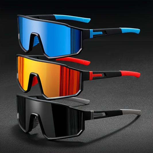 Sunglasses for Men - Mirrored 3 Pack Set Colorful Reflective Lenses, PC Polycarbonate Frame - main product view