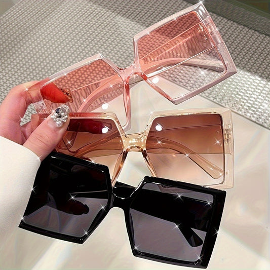 Sunglasses for Women - Oversized Fashion Glasses for 3 Pack Large Frame Flat Top Square Pink - main product view