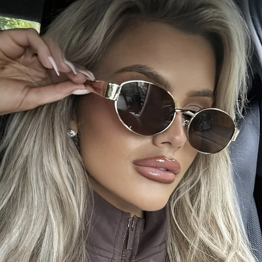 Sunglasses for Women - Oversized Oval for , Vintage Polarized Metal Frame with Anti-Glare UV - main product view