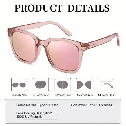 Sunglasses for Women - Oversized for Polarized Square Mirrored Frame UV400, Trendy Fashion Shades - product detail view 6