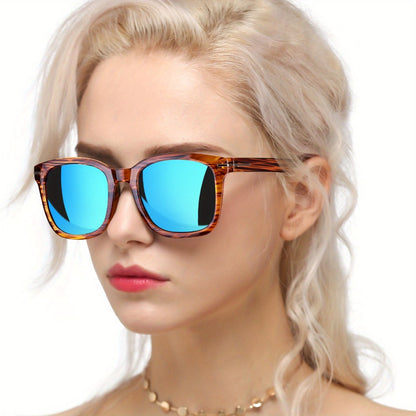 Sunglasses for Women - Oversized for Polarized Square Mirrored Frame UV400, Trendy Fashion Shades - product detail view 8