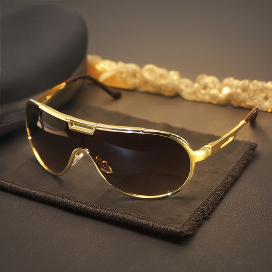 Sunglasses for Men - Oversized Retro Unisex Vintage Frame Anti-Glare Lenses Durable Metal - main product view