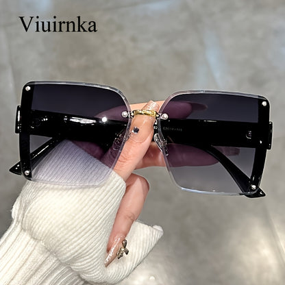 Sunglasses for Women - Oversized Rimless Square Frame Gradient Lenses Lightweight Unisex Fashion - product detail view 16