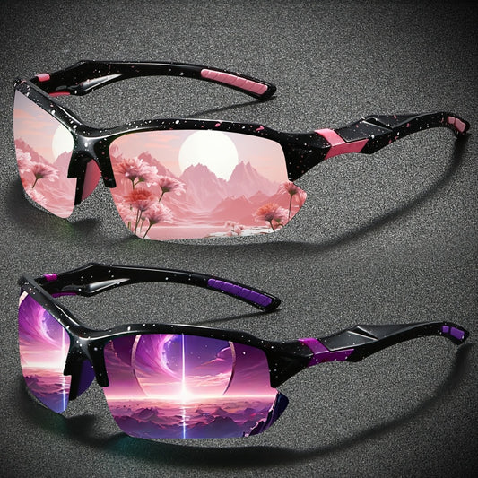 Sunglasses for Women - Polarized for 2 Pack Semi-Rimless UV400 Anti-Glare Mirror Lens TAC Coating - main product view