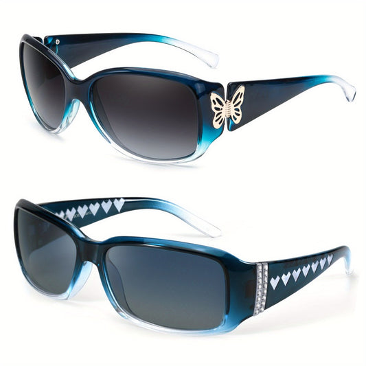 Sunglasses for Women - Polarized 2 Pack UV400 Butterfly Oversized Jackie-O Wrap-Around Fashion - main product view