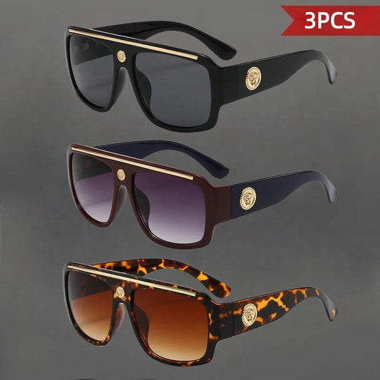 Sunglasses for Men - Polarized 3 Pack Retro Vintage UV400 Lightweight Frame Unisex Shades for - main product view