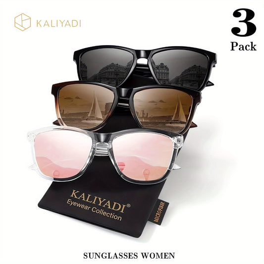 Sunglasses for Women - Polarized for 3 Pack Trendy Gradient Fashion Shades UV Protection - Ice - main product view