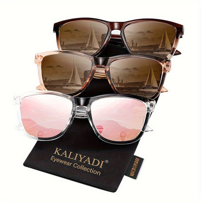 Sunglasses for Women - Polarized for 3 Pack Trendy Gradient Fashion Shades UV Protection - Ice - product detail view 11