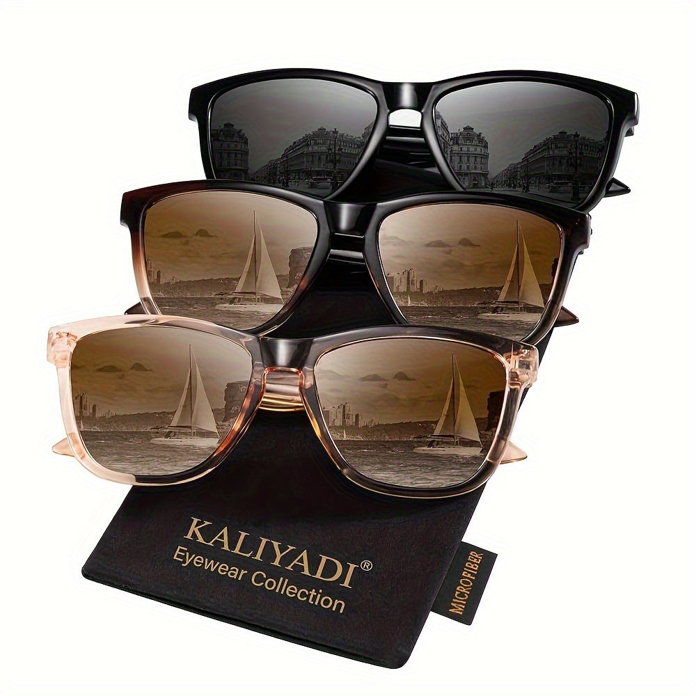 Sunglasses for Women - Polarized for 3 Pack Trendy Gradient Fashion Shades UV Protection - Ice - product detail view 34