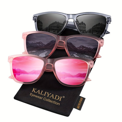 Sunglasses for Women - Polarized for 3 Pack Trendy Gradient Fashion Shades UV Protection - Ice - product detail view 35