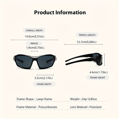 Sunglasses for Men - Polarized 5 Pack Wrap Around Rectangular Sport Cycling Driving UV - product detail view 4