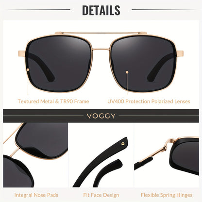 Sunglasses for Men - Polarized Pilot Women - Retro Aviator TR90 Metal Frame UV400 Protection - product detail view 6