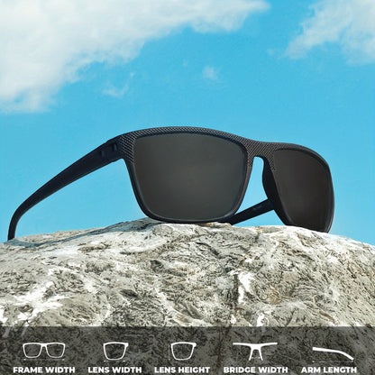 Sunglasses for Men - Polarized Rectangle - Lightweight Classic Frame Anti-Glare UV Protection - product detail view 3