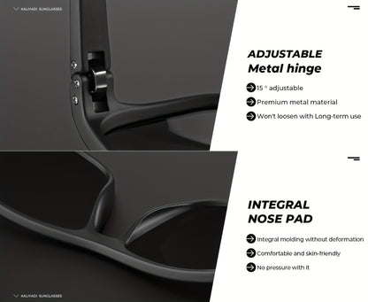 Sunglasses for Men - Polarized Rectangle - Lightweight Classic Frame Anti-Glare UV Protection - product detail view 11