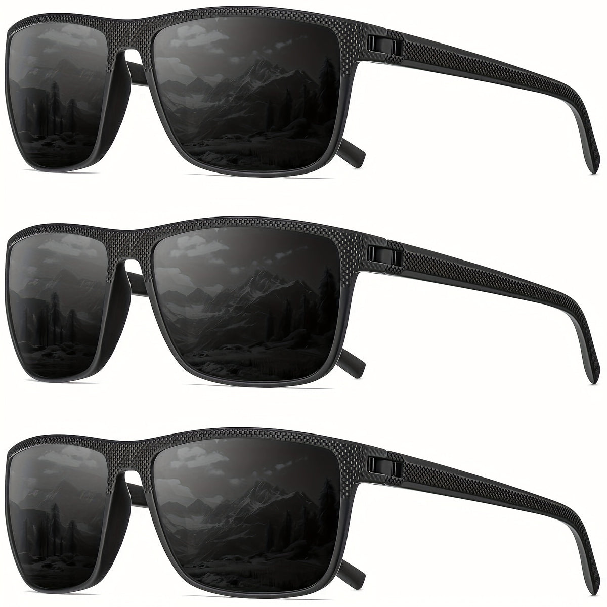 Sunglasses for Men - Polarized Rectangle - Lightweight Classic Frame Anti-Glare UV Protection - product detail view 16