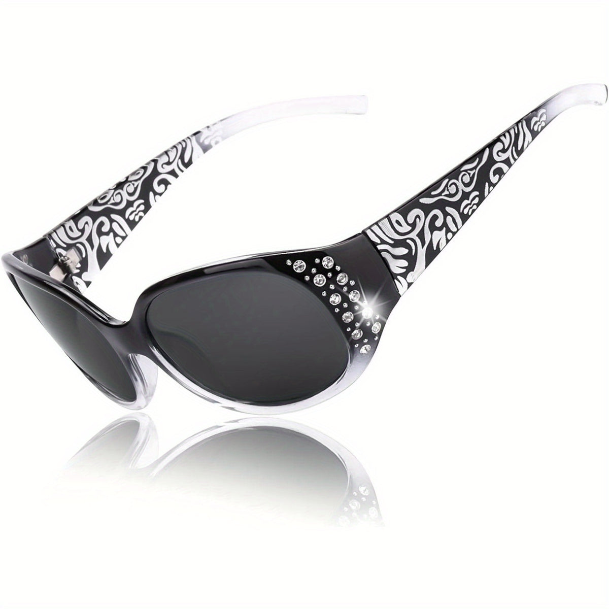 Sunglasses for Women - Polarized for Rhinestone Wrap Around Oversized Shield Lens UV400 - product detail view 16