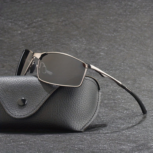 Sunglasses for Men - Polarized Sports Metal Frame UV400 Anti-Glare HD Driving Lenses - main product view