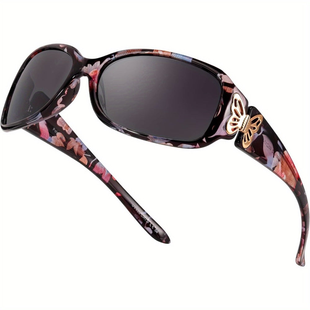 Sunglasses for Men - Polarized UV400 Butterfly Floral Wrap-Around Fashion Eyewear for & Women - product detail view 9