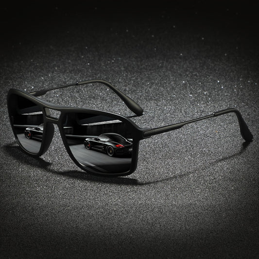 Sunglasses for Men - Polarized for & Women UV400 Square Frame, Flexible Spring Temples - main product view