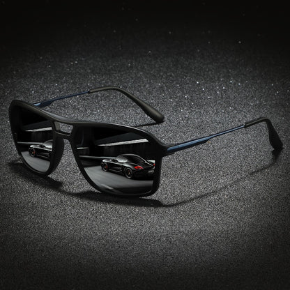Sunglasses for Men - Polarized for & Women UV400 Square Frame, Flexible Spring Temples - product detail view 4