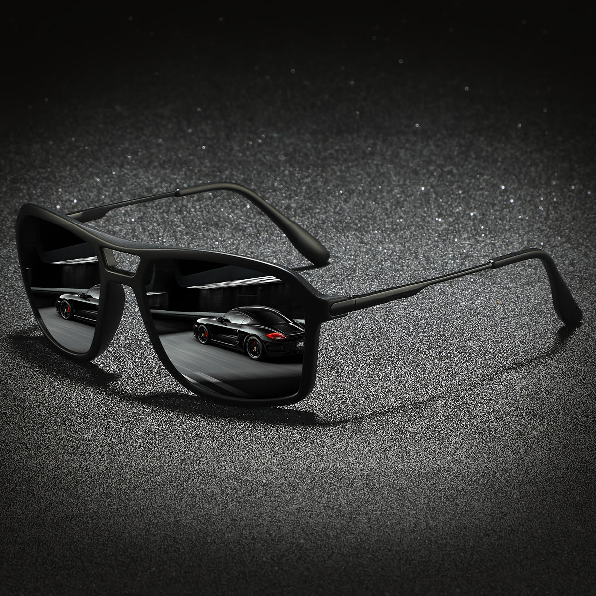 Sunglasses for Men - Polarized for & Women UV400 Square Frame, Flexible Spring Temples - product detail view 7