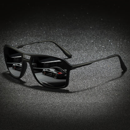 Sunglasses for Men - Polarized for & Women UV400 Square Frame, Flexible Spring Temples - product detail view 7