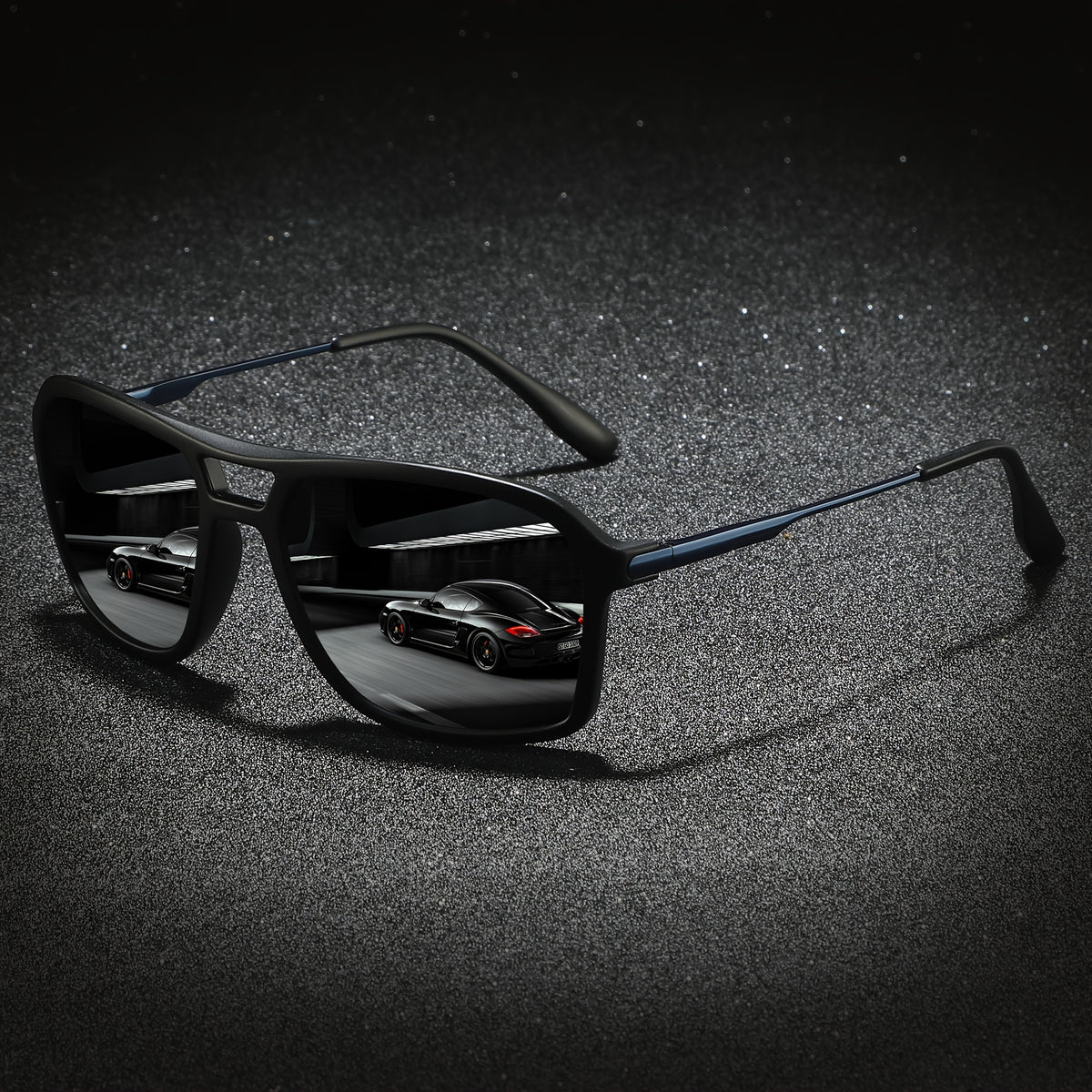 Sunglasses for Men - Polarized for & Women UV400 Square Frame, Flexible Spring Temples - product detail view 8