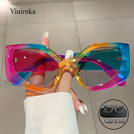Sunglasses for Women - Polygonal Trendy Geometric Frame UV400 Gradient Multicolor Lightweight - main product view