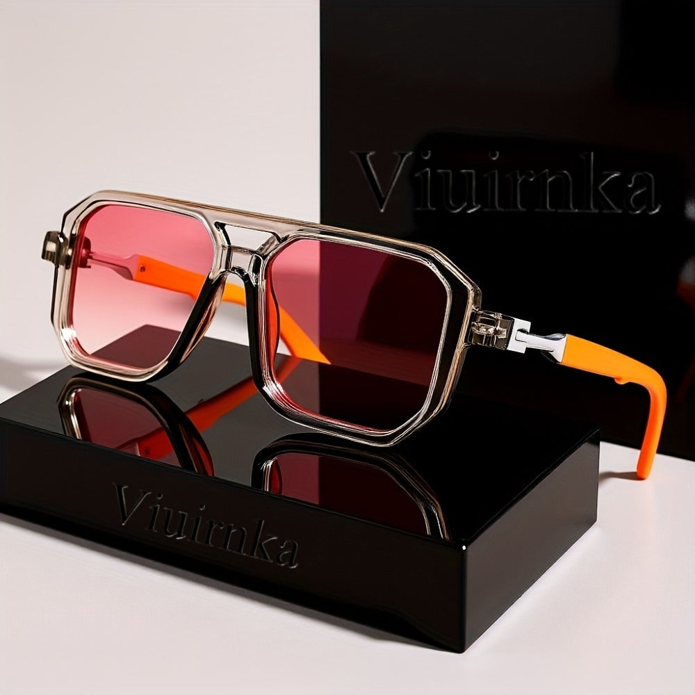 Sunglasses for Men - Retro Square UV400 Oversized Frame - Tortoiseshell Arms Unisex Fashion - product detail view 14