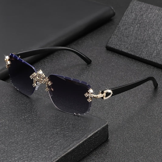 Sunglasses for Men - Rhinestone Frameless Square Glasses Decorative Fashion Eyewear for Women & - main product view