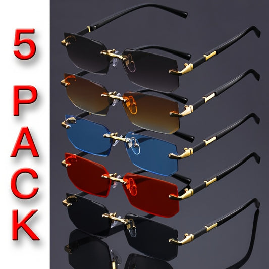 Sunglasses for Men - Rimless 5 Pack Women Frameless Gradient Tinted Lens Lightweight No-Frame - main product view