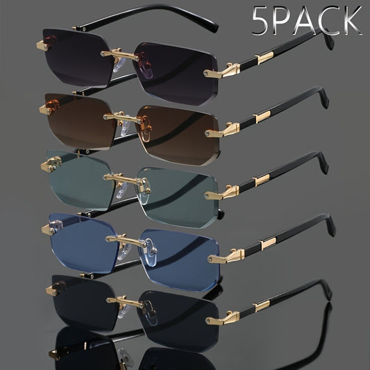 Sunglasses for Men - Rimless Glasses 5-Pack Frameless Metal Retro Slim for & Women, Multi-Color - main product view