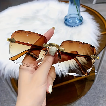 Sunglasses for Women - Rimless Square for 3 Pack - Trendy Frameless Tinted Glass Lenses - product detail view 13