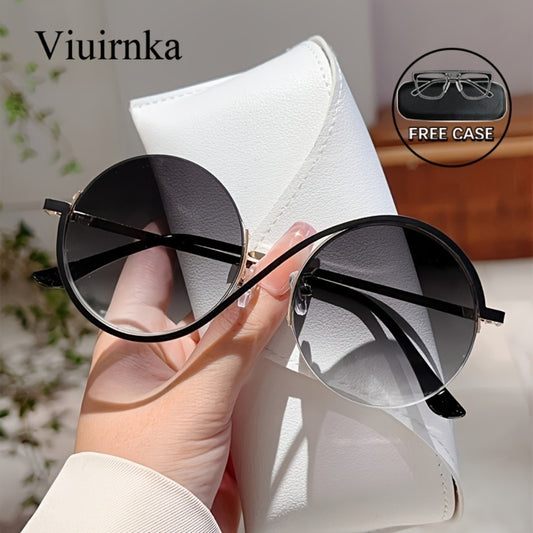 Sunglasses for Women - Round Oversized for with Case & Cleaning Cloth - Trendy Large Full Frame - main product view