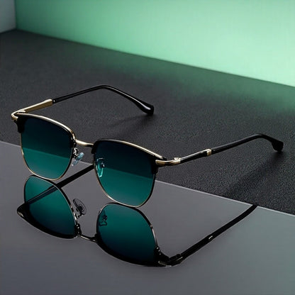 Sunglasses for Men - Semi-Rim UV400 for & Women Retro Half Frame Vintage Tinted Lens Eyewear - product detail view 2