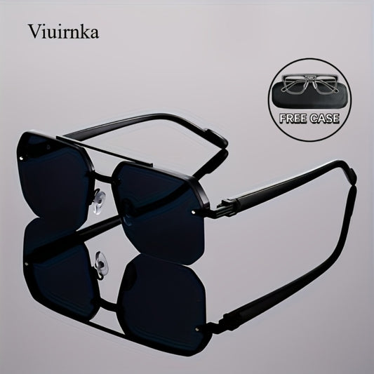 Sunglasses for Men - Semi-Rimless Glasses for Women - Vintage Half Frame Fashion Eyewear - main product view