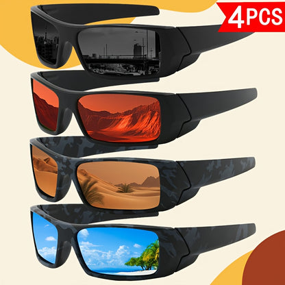 Sunglasses for Men - Sports 4 Pack HD Polarized Cross Frame Camo & Solid Color Combos - product detail view 25