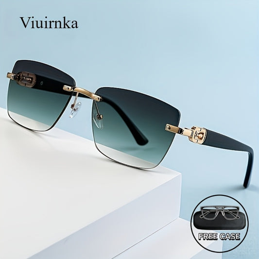Sunglasses for Men - Square Frameless Glasses for Women , Trendy Unisex Fashion Eyewear with - main product view