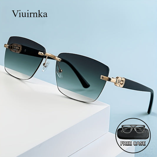 Sunglasses for Men - Square Frameless Unisex Trendy Fashion Eyewear Clear Vision UV Protection - main product view