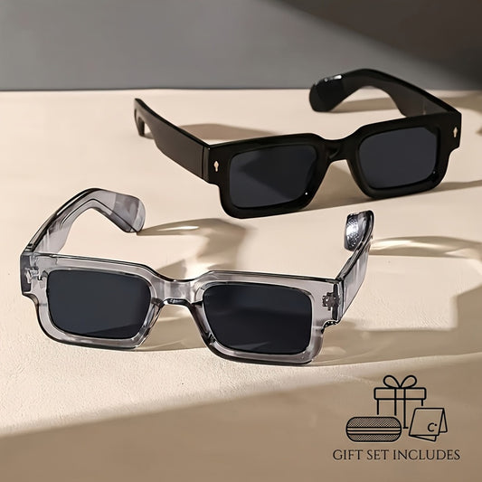 Sunglasses for Men - Square Glasses 2 Pack for & Women Chunky Bold Thick Frame Retro Y2K - main product view