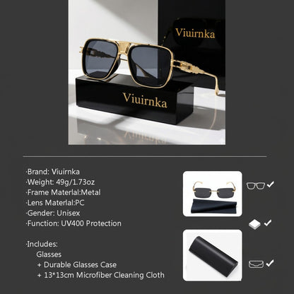 Sunglasses for Men - Square Retro Metal Frame UV400 Gradient Lenses Lightweight Unisex Eyewear - product detail view 10