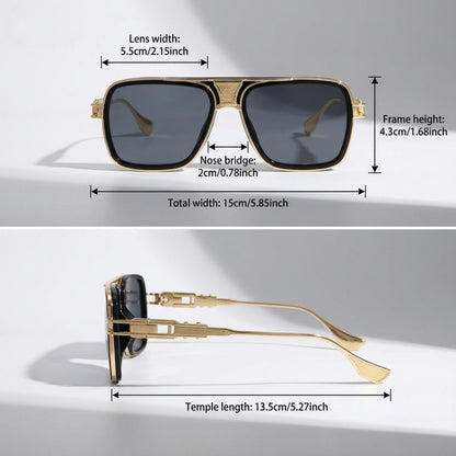Sunglasses for Men - Square Retro Metal Frame UV400 Gradient Lenses Lightweight Unisex Eyewear - product detail view 17