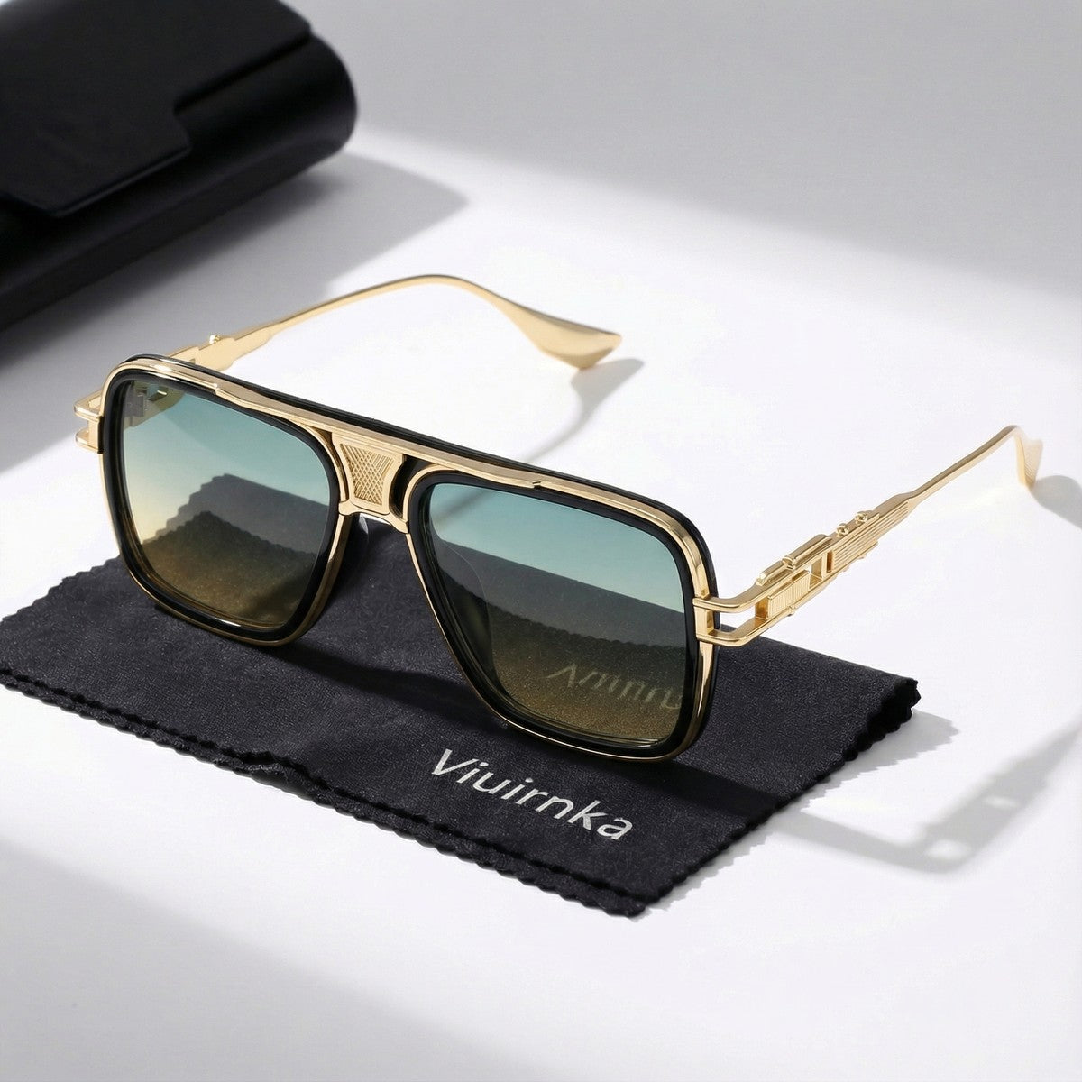 Sunglasses for Men - Square Retro Metal Frame UV400 Gradient Lenses Lightweight Unisex Eyewear - product detail view 31