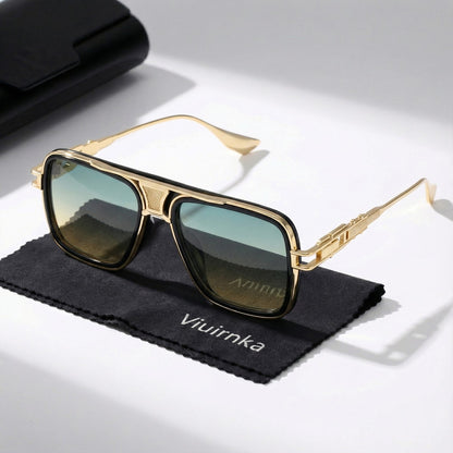 Sunglasses for Men - Square Retro Metal Frame UV400 Gradient Lenses Lightweight Unisex Eyewear - product detail view 31