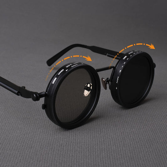 Sunglasses for Men - Steampunk Glasses Flip-Up Rotating Industrial Punk Dimming Spring Temple - main product view